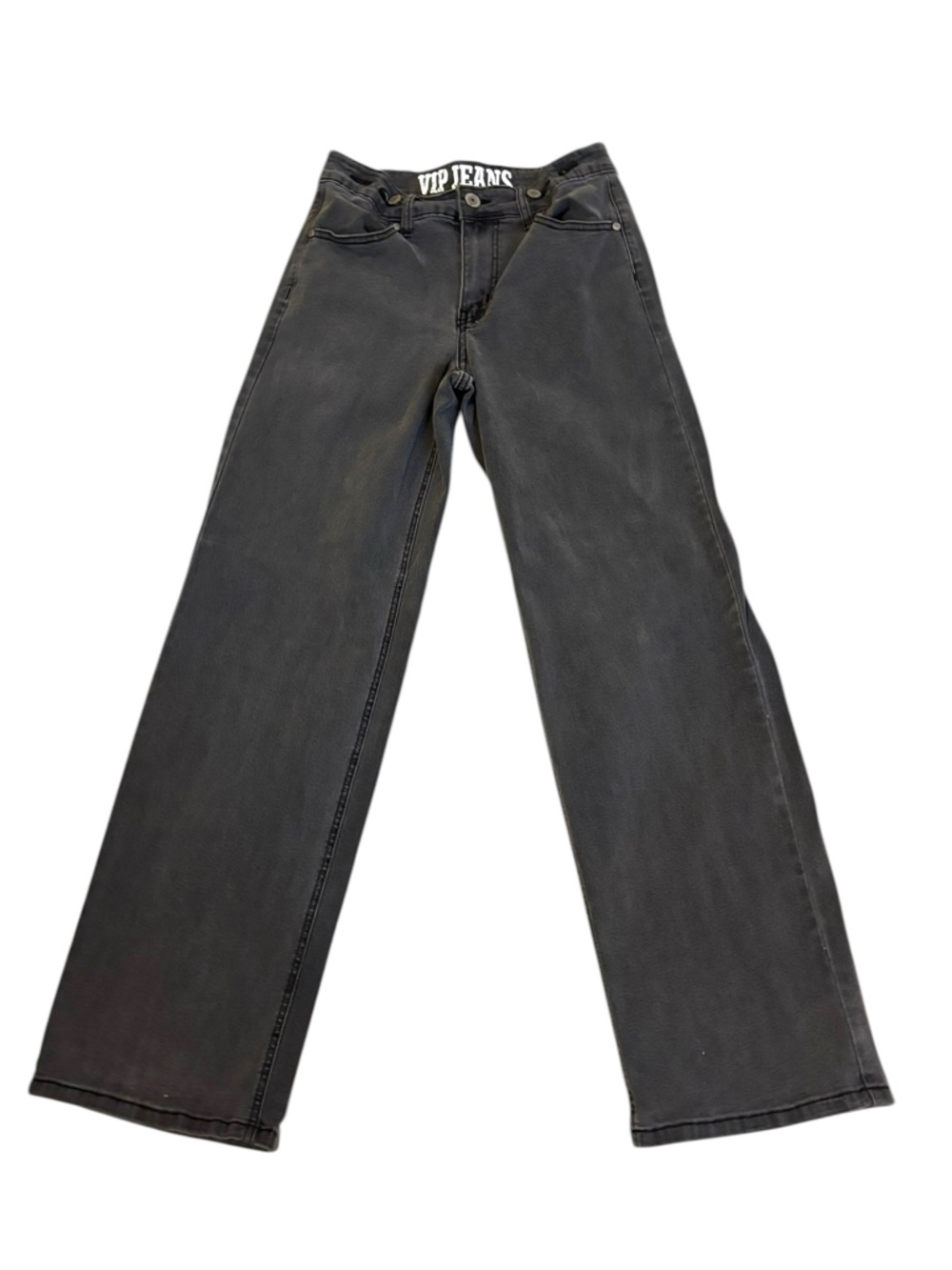 VIP JEANS Wide-Leg High Rise Denim Grunge Jeans in Charcoal Black Size 0